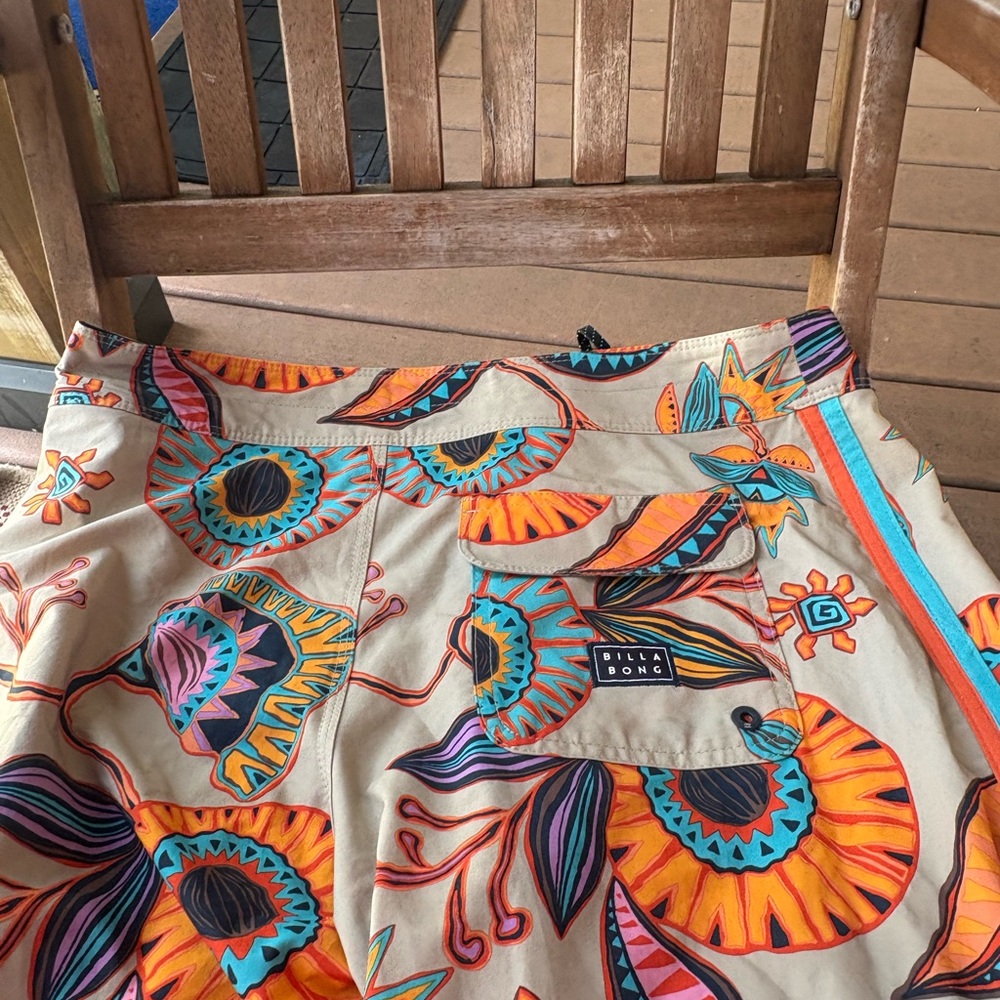 Billabong Orange and Blue Tropical Print board Shorts